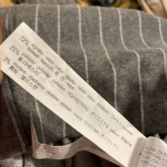 Zara Cotton Pinstripe Tunic Oversize Mini Dress Gray Dolman Sleeve Pocket Medium - Picture 6 of 6